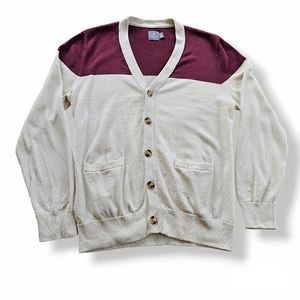 Hawkings McGill Cream & Burgundy Color Block Cardigan - Urban Outfitters